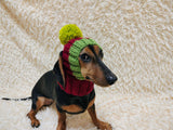 Cute Hand-Knitted Dachshund Snood and Pom-Pom Beanie Set - Cozy Dog Hat and Neck Warmer