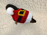 Santa Dog Hat PomPom, Designer Pet Party Clothes outfit, Warm Winter knitted Dachshund cap with Pattern, gift for dogs lover