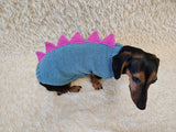Dinosaur Dog Sweater - Hand-Knitted Dachshund Outfit