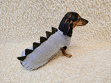 Dachshund Dinosaur Knit Sweater | Handmade Stegosaurus Dog Coat