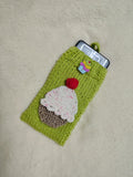 Cupcake Knit Phone Sleeve, Universal Crochet Cell Phone Pouch 6.7x3.5", Cute Sweet Cake Phone Case, Soft Yarn Sock for iPhone Samsung, Gift