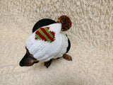 Christmas heart Dog Hat PomPom, Designer Pet Party Clothes outfit, Warm Winter knitted Dachshund cap with Pattern, gift for dogs lover
