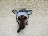 Knitted Donkey Snood Hat for Dachshund - Handmade Dog Costume with Ears and Mane