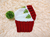 Christmas trees Dog Hat PomPom, Designer Pet Party Clothes outfit, Warm Winter knitted Dachshund cap with Pattern, gift for dogs lover