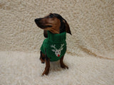 Christmas deer print wool sweater with arans for dogs, dachshund warm clothes jumper cable