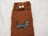 Dachshund Lover Gift Knitted Phone Sleeve | Wiener Dog Mom Wool Phone Sock | Cable Knit Smartphone Pouch with Button | Cozy Doxie Gift Case