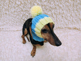 Cute Hand-Knitted Dachshund Snood and Pom-Pom Beanie Set - Cozy Dog Hat and Neck Warmer