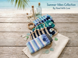 Handmade Knit Nautical Phone Case - Summer Vibes Collection-Nautical Striped Knit Phone Sleeve -Cute Coastal Phone Pouch