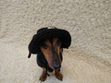 Crochet Dog Sun Hat with Flower Appliqué - Handmade Dachshund Bucket Hat - Floral Pet Summer Accessory - Cute Dog Bonnet with Ear Holes