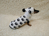 Cozy Knit Dog Jumper with Paws Pattern | Handmade Pet Apparel