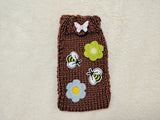 Handmade Knitted Phone Sleeve with Bee and Flower Patches, Green Cell Phone Sock, Cute Aesthetic Phone Pouch, Gift for Nature Lovers