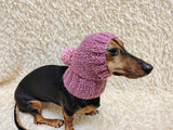 Angora Super Warm Dog Hat with Pom-Pom, Knitted Costume Pet Clothes Warm Cap Closed Ears for Dachshund beanie