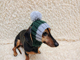 Cute Hand-Knitted Dachshund Snood and Pom-Pom Beanie Set - Cozy Dog Hat and Neck Warmer