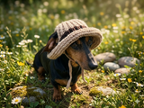 Cowboy Panama hat for dogs, summer cap dachshund, sun protection with open ears panama pet outfit apparel lover gift