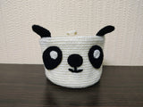 Crochet Panda Basket, Black and White Bear Nursery Storage Bin, Cute Makeup Brush Holder, Small Yarn Bowl, Kawaii Room Decor, Baby Shower Gift