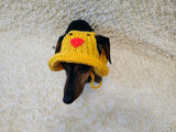 Duck Summer sun hat dogs with holes for ears. Hand knitted sun cap dachshund. Stylish Pet Photo Props and Gift Dog Moms