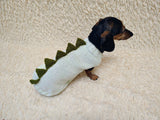 Knitted Dachshund Sweater with Dino Spikes, Wiener Dog Clothes, Custom Doxie Knitwear, Dinosaur Dog Costume, Small Dog Winter Sweater
