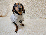Paw print wool sweater with arans for dogs, dachshund warm clothes jumper with cables