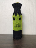 Frankenstein Halloween Wine Bottle Cover | Green Monster Cozy