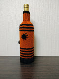 Spider & Bat Halloween Wine Bottle Cover | Knit Orange Cozy