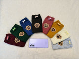 Dog Lover Knitted Phone Case with Paw Embroidery | Soft Wool Phone Sleeve | Wiener Dog Pouch with Bone Button | Cute Puppy Paw Gift for Her