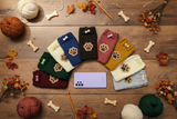 Dog Lover Knitted Phone Case with Paw Embroidery | Soft Wool Phone Sleeve | Wiener Dog Pouch with Bone Button | Cute Puppy Paw Gift for Her