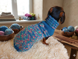 Dachshund Dog Pet Outfit Warm Rainbow Jumper With Flowers