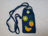 Knitted Smartphone Pouch with Fruit Patches • Aesthetic Crochet Phone Sock • Cute Handmade Gift for Her