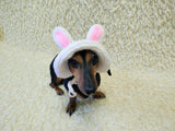 Easter bunny Dog Bucket Hat, summer panama cap with open ears dachshund, pet clothes photo shoot gift dog's mom