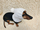Angora Super Warm Dog Hat with Pom-Pom, Knitted Costume Pet Clothes Warm Cap Closed Ears for Dachshund beanie