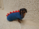 Dachshund Dinosaur Hoodie – Warm Knitted Sweater for Small Dogs