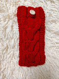 Cozy Cable Knit Phone Cover, Cream White Knitted Phone Pouch with Wooden Button, Protective Smartphone Sleeve, Winter Tech Gift