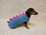 Dinosaur Dog Sweater - Hand-Knitted Dachshund Outfit