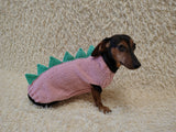 Handmade Dinosaur Sweater for Dachshunds – Knitted Pet Costume