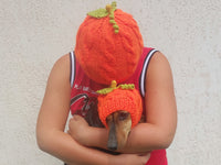 Matching Halloween Pumpkin Hat Set: Mom & Dog Angora Blend Knit
