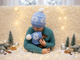 Angora wool snood hat set for mom and dog, snood hat set for housewife and dachshund, mom and dachshund with pompoms