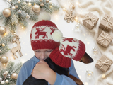 Christmas deer matching outfit set of hats for mom and dog
