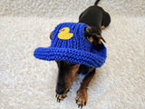 Duck dog hat Summer sun with holes for ears. Hand knitted sun cap dachshund. Stylish Pet Photo Props and Gift Dog Moms