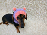 Double Pom Pom Dog Hat — Warm Wool Blend Winter Accessory