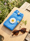 Crochet Daisy Phone Sock, Knitted Smartphone Sleeve with Flower Phone Pouch, Boho Cell Phone Case, Handmade Gift for Her