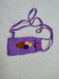 Ice Cream Knitted Phone Crossbody Bag | Cute Summer Smartphone Sleeve with Strap | Handmade Sweet Dessert Tech Pouch | Fun Birthday Gift for Her