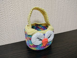 Crochet Miniature Owl Basket, Rainbow Easter Candy Bowl with Handle, Tiny Nursery Storage Bin, Cute Ring Dish, Kawaii Hanging Car Decor, Baby Shower Gift