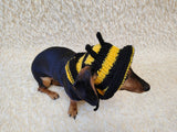 Bee Dog Bucket Hat, summer panama cap with open ears dachshund, pet clothes photo shoot gift dog's mom