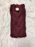 Cozy Cable Knit Phone Cover, Cream White Knitted Phone Pouch with Wooden Button, Protective Smartphone Sleeve, Winter Tech Gift