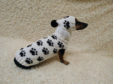 Cozy Knit Dog Jumper with Paws Pattern | Handmade Pet Apparel