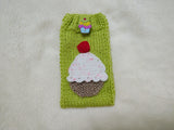 Cupcake Knit Phone Sleeve, Universal Crochet Cell Phone Pouch 6.7x3.5", Cute Sweet Cake Phone Case, Soft Yarn Sock for iPhone Samsung, Gift