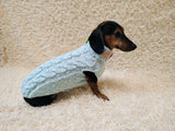 Handmade Cable Knit Dachshund Sweater | Warm Dog Clothes