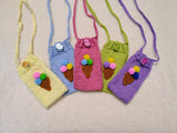Ice Cream Knitted Phone Crossbody Bag | Cute Summer Smartphone Sleeve with Strap | Handmade Sweet Dessert Tech Pouch | Fun Birthday Gift for Her