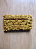 Cozy Cable Knit Phone Cover, Cream White Knitted Phone Pouch with Wooden Button, Protective Smartphone Sleeve, Winter Tech Gift