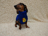 Duck print wool sweater with arans for dogs, dachshund warm clothes jumper with cable